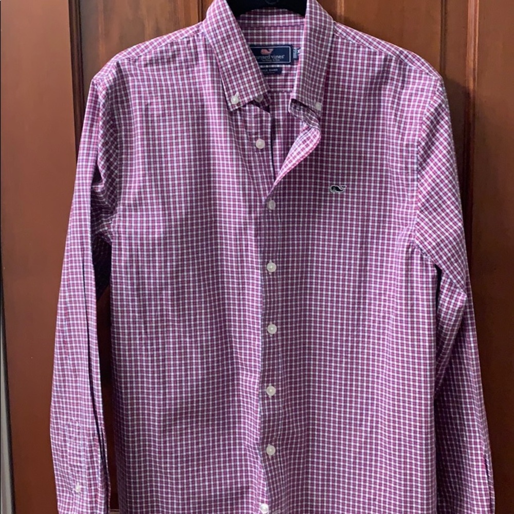 EUC boys vineyard vines plaid whale shirt